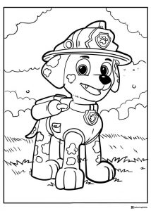 Marshall Coloring Page in Firefighter Pup Uniform