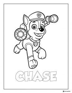 Marshall Coloring Page with Firefighter Hat and Name Tag