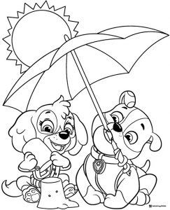 Marshall and Rubble with Beach Ball Coloring Sheet