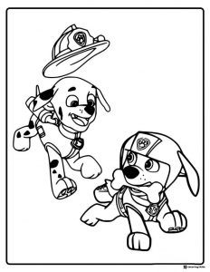 Marshall and Zuma Coloring Page Playing with Fire Hat