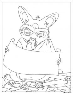 Master Shifu Kung Fu Panda Coloring Page with scroll