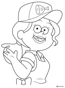 Melody Coloring Page with a ham on the hat