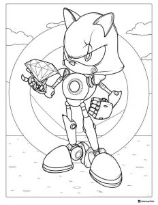 Metal Sonic Holding Chaos Emerald Coloring Page