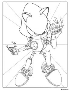 Metal Sonic Robot Standing Pose Coloring Page