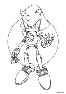 Metal Sonic Robot with Claws Coloring Sheet