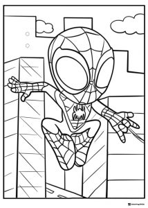 Miles Morales Web Slinging Buildings Coloring