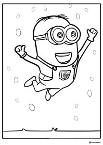 Minion Coloring Page Jumping with Objects