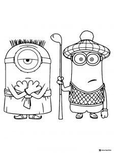 Minion Golfers Coloring Page