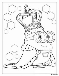 Minion King Coloring Page with Crown and Robe