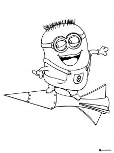 Minion Riding Bomb Coloring Sheet