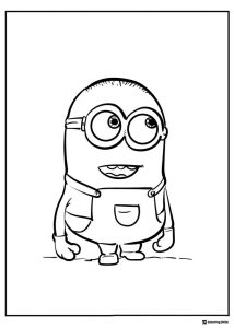 Minion looking up and smiling coloring sheet