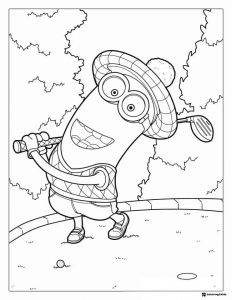 Minion playing golf coloring sheet
