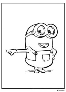Minion pointing sideways coloring sheet
