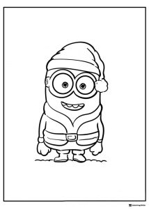 Minion wearing a Santa hat coloring page