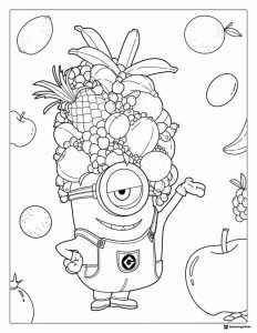 Minion with Fruit Hat Coloring Sheet