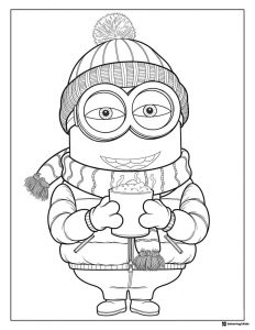 Minion with Hot Chocolate Coloring Sheet