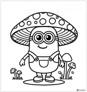 Minion with Mushroom Hat Coloring Page