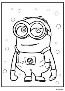 Minion with falling circles coloring page