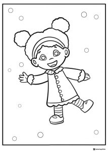 Miss Elaina Coloring Page in winter clothes with circles