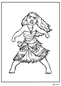 Moana Angrily Stomping Coloring Page
