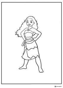 Moana Coloring Page Posing with Hands on Hips