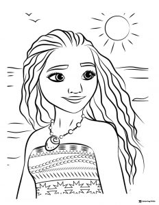 Moana Coloring Page with Te Fiti Necklace