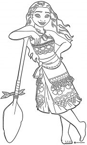Moana Coloring Sheet Leaning on Oar