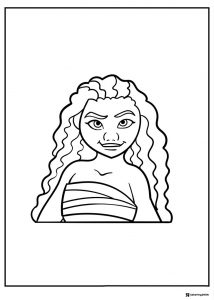 Moana Head Coloring Page with a Grin