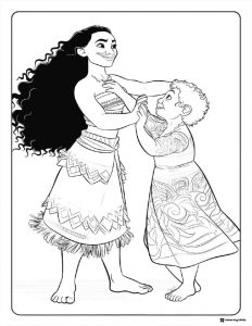 Moana and Gramma Tala Dancing Coloring Page
