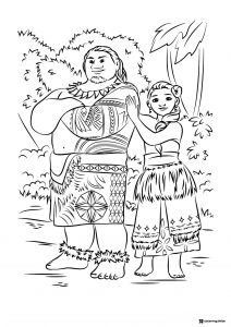 Moana and Maui Coloring Page