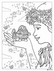 Moana and Maui on Te Fitis hand Coloring Page