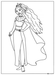 Moana in Regal Attire Coloring Page