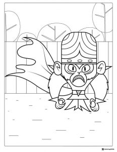 Mojo Jojo Coloring Page in Landscape Setting