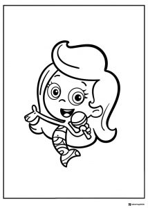 Molly coloring page singing into a microphone