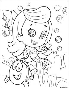 Molly with fish and puppy coloring page