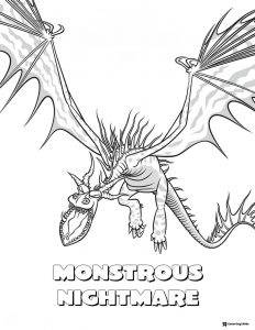 Monstrous Nightmare dragon coloring page flying