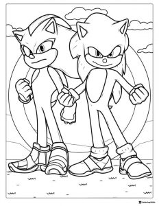 Movie Sonics Standing Together Coloring Page