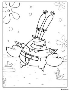 Mr. Krabs Coloring Page grinning widely