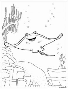 Mr. Ray Coloring Page with coral