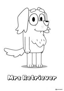 Mrs. Retriever Coloring Sheet Standing with a Calm Smile