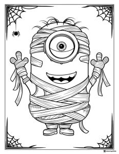 Mummy Minion Halloween Coloring Page