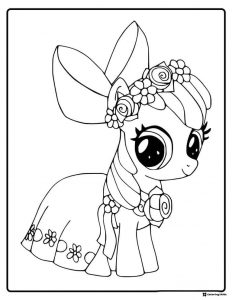 My Little Pony Apple Bloom with a flower wreath coloring