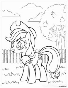 My Little Pony Applejack in orchard coloring page