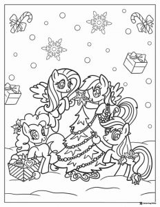 My Little Pony Christmas tree decorating coloring