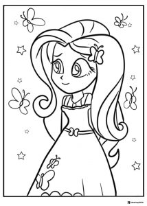 My Little Pony Equestria Girls Fluttershy with butterflies coloring