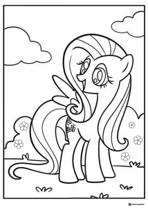 My Little Pony Fluttershy in a field of flowers coloring