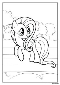 My Little Pony Fluttershy in field coloring page