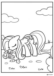 My Little Pony Fluttershy with bunny and birds coloring