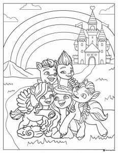 My Little Pony Movie characters at castle coloring page