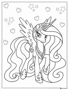 My Little Pony Princess Celestia with hearts and stars coloring